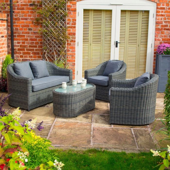 Midland Garden Furniture Ascot Sofa Set Grey Weave
